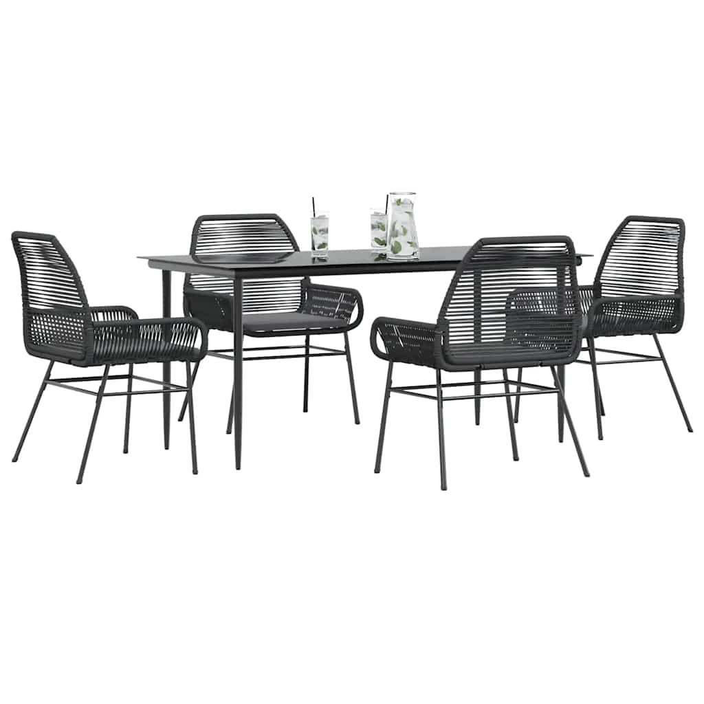5-Delige Tuinset Met Kussens Poly Rattan Glas
