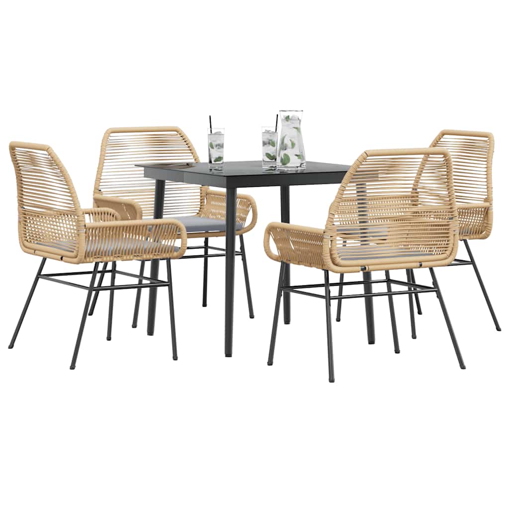 5-Delige Tuinset Met Kussens Poly Rattan Glas