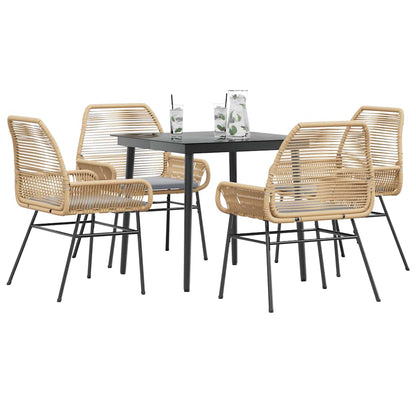 5-Delige Tuinset Met Kussens Poly Rattan Glas