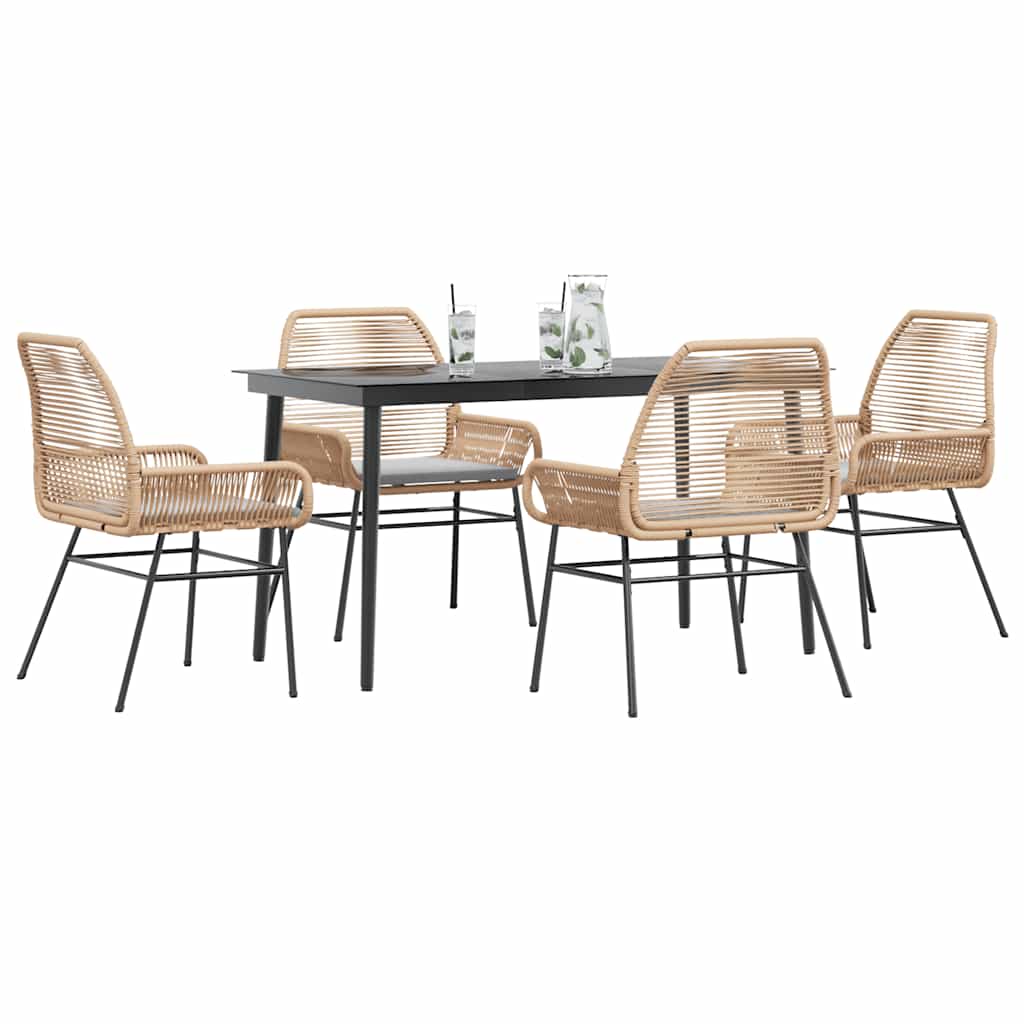 5-Delige Tuinset Met Kussens Poly Rattan Glas