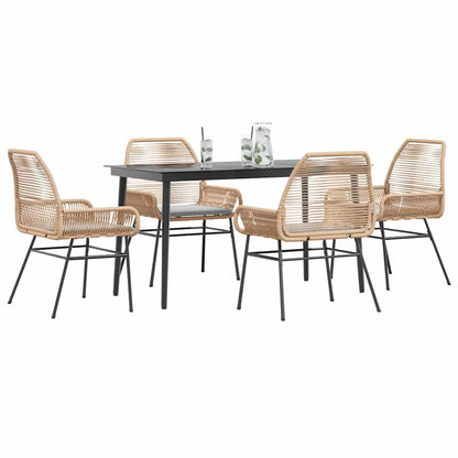 5-Delige Tuinset Met Kussens Poly Rattan Glas