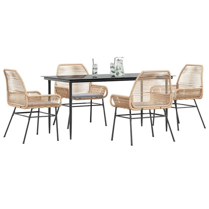 5-Delige Tuinset Met Kussens Poly Rattan Glas