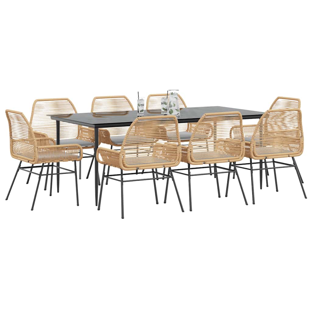 5-Delige Tuinset Met Kussens Poly Rattan Glas