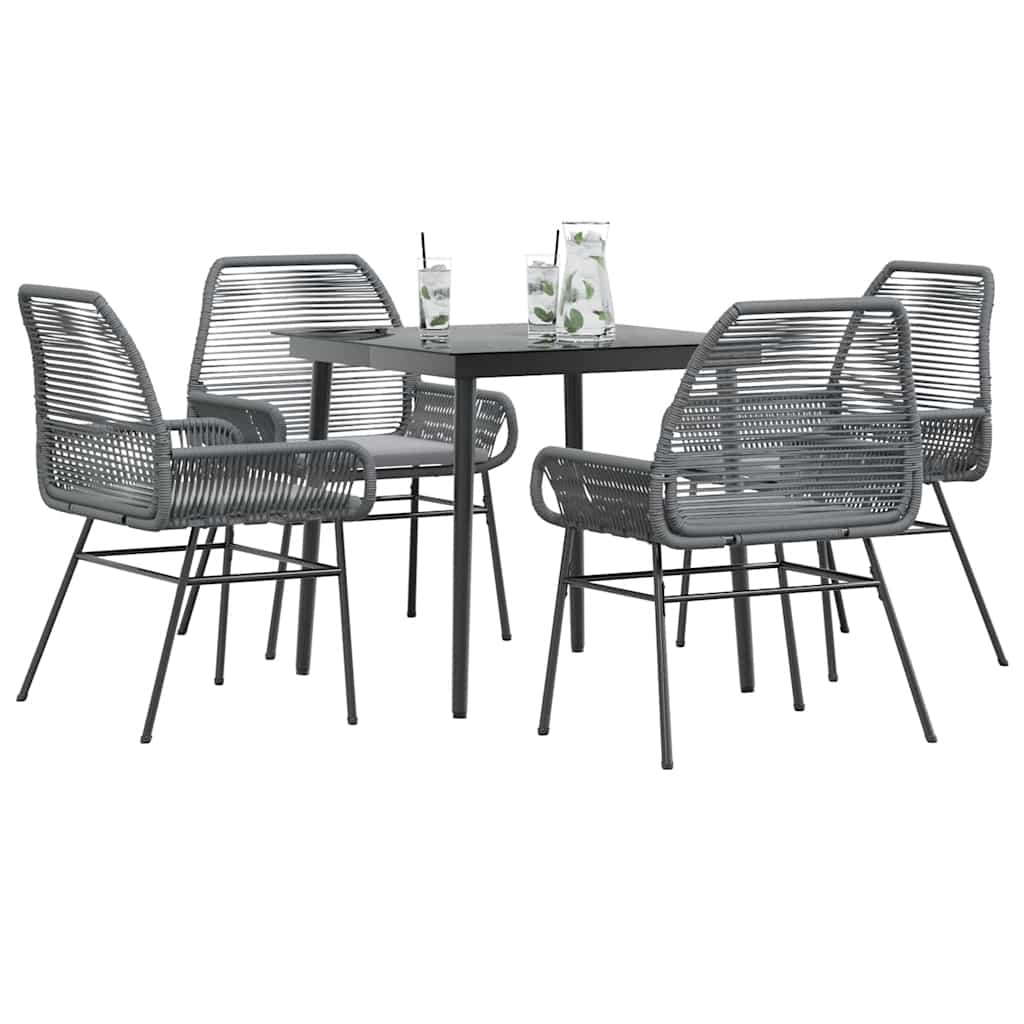 5-Delige Tuinset Met Kussens Poly Rattan Glas