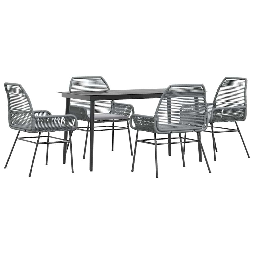 5-Delige Tuinset Met Kussens Poly Rattan Glas