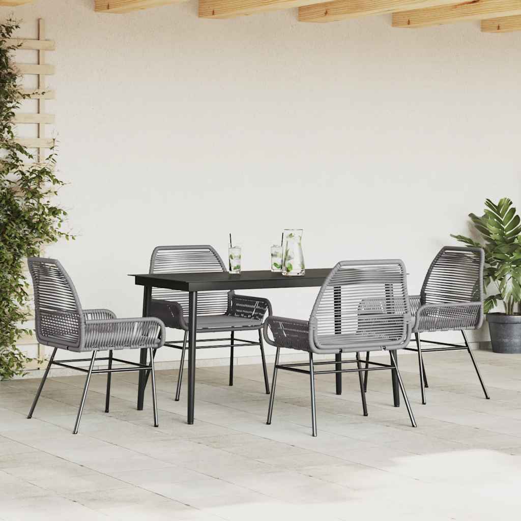 5-Delige Tuinset Met Kussens Poly Rattan Glas
