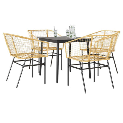 7-Delige Tuinset Met Kussens Poly Rattan Glas Bruin