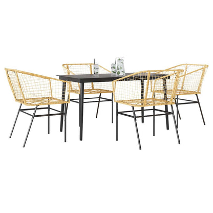 7-Delige Tuinset Met Kussens Poly Rattan Glas Bruin
