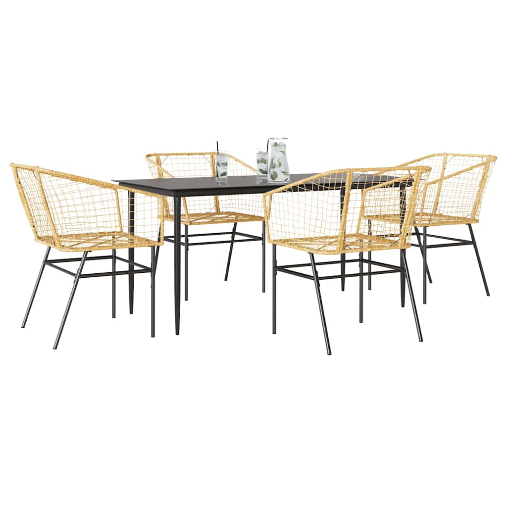7-Delige Tuinset Met Kussens Poly Rattan Glas Bruin