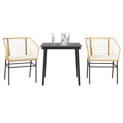 7-Delige Tuinset Met Kussens Poly Rattan Glas Bruin