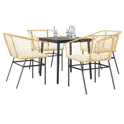 7-Delige Tuinset Met Kussens Poly Rattan Glas Bruin