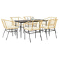 7-Delige Tuinset Met Kussens Poly Rattan Glas Bruin