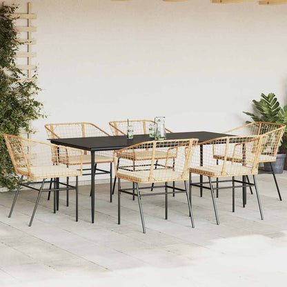 7-Delige Tuinset Met Kussens Poly Rattan Glas Bruin