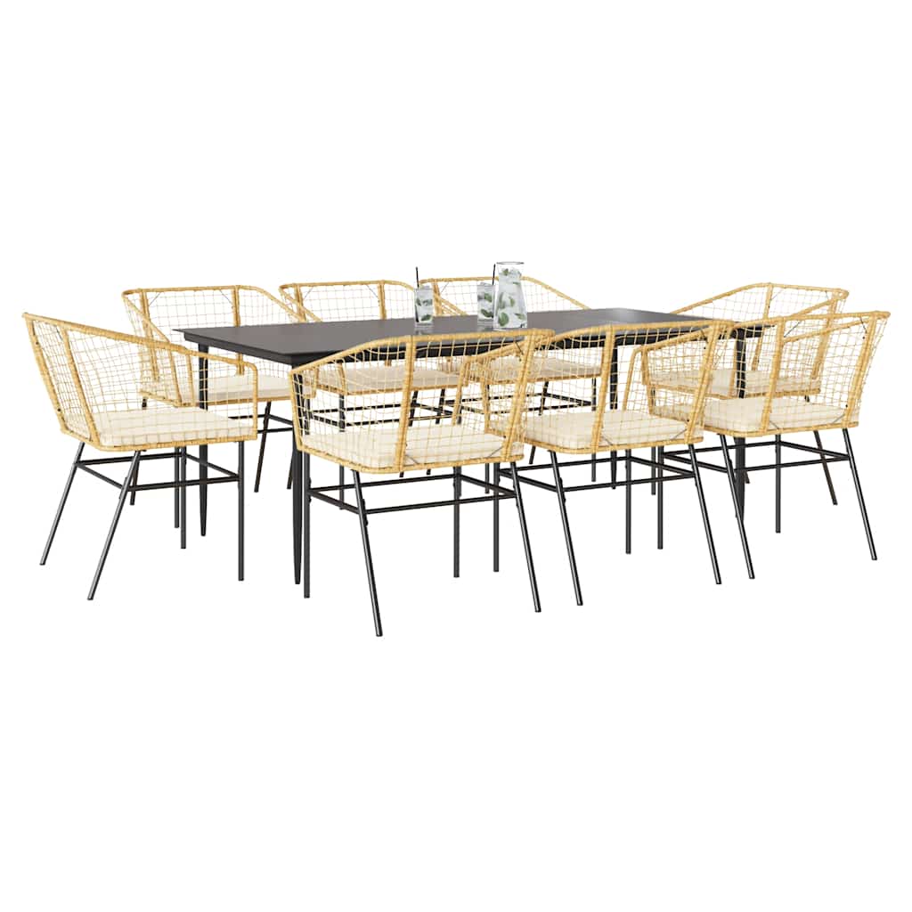 7-Delige Tuinset Met Kussens Poly Rattan Glas Bruin