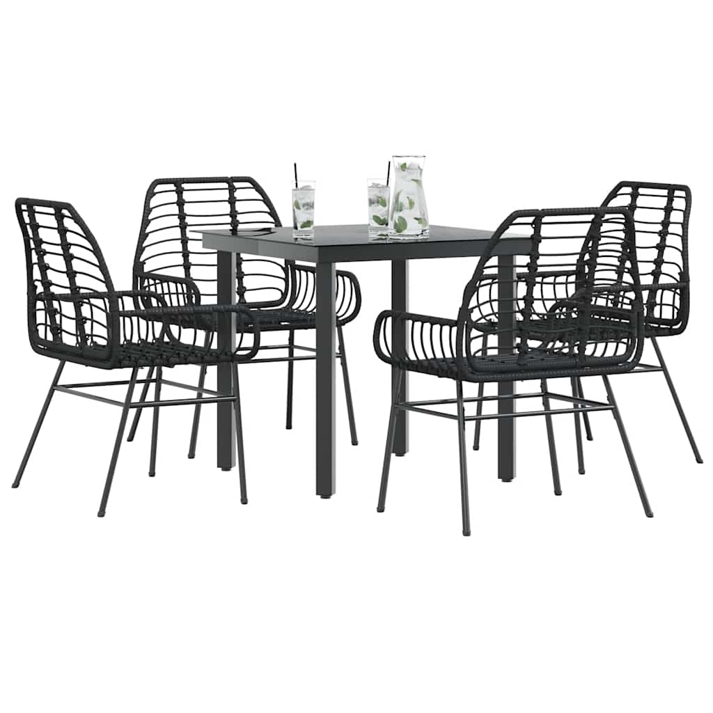 5-Delige Tuinset Met Kussens Poly Rattan Glas