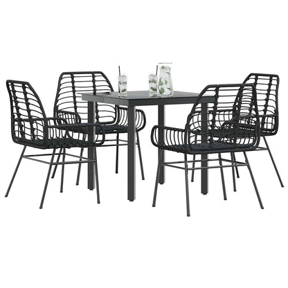5-Delige Tuinset Met Kussens Poly Rattan Glas