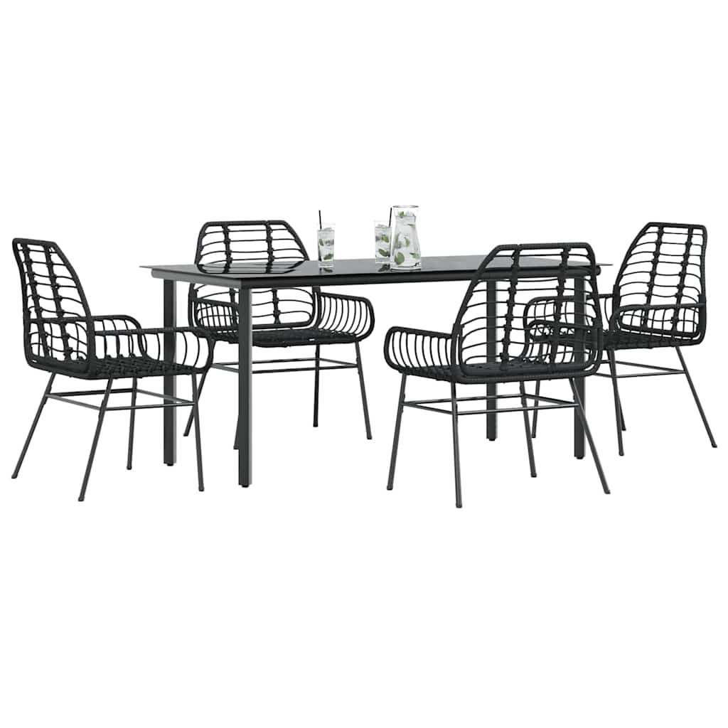 5-Delige Tuinset Met Kussens Poly Rattan Glas