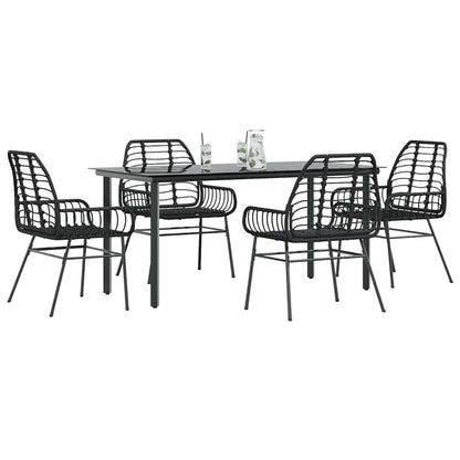 5-Delige Tuinset Met Kussens Poly Rattan Glas