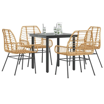 5-Delige Tuinset Met Kussens Poly Rattan Glas