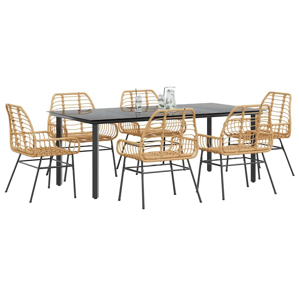 5-Delige Tuinset Met Kussens Poly Rattan Glas