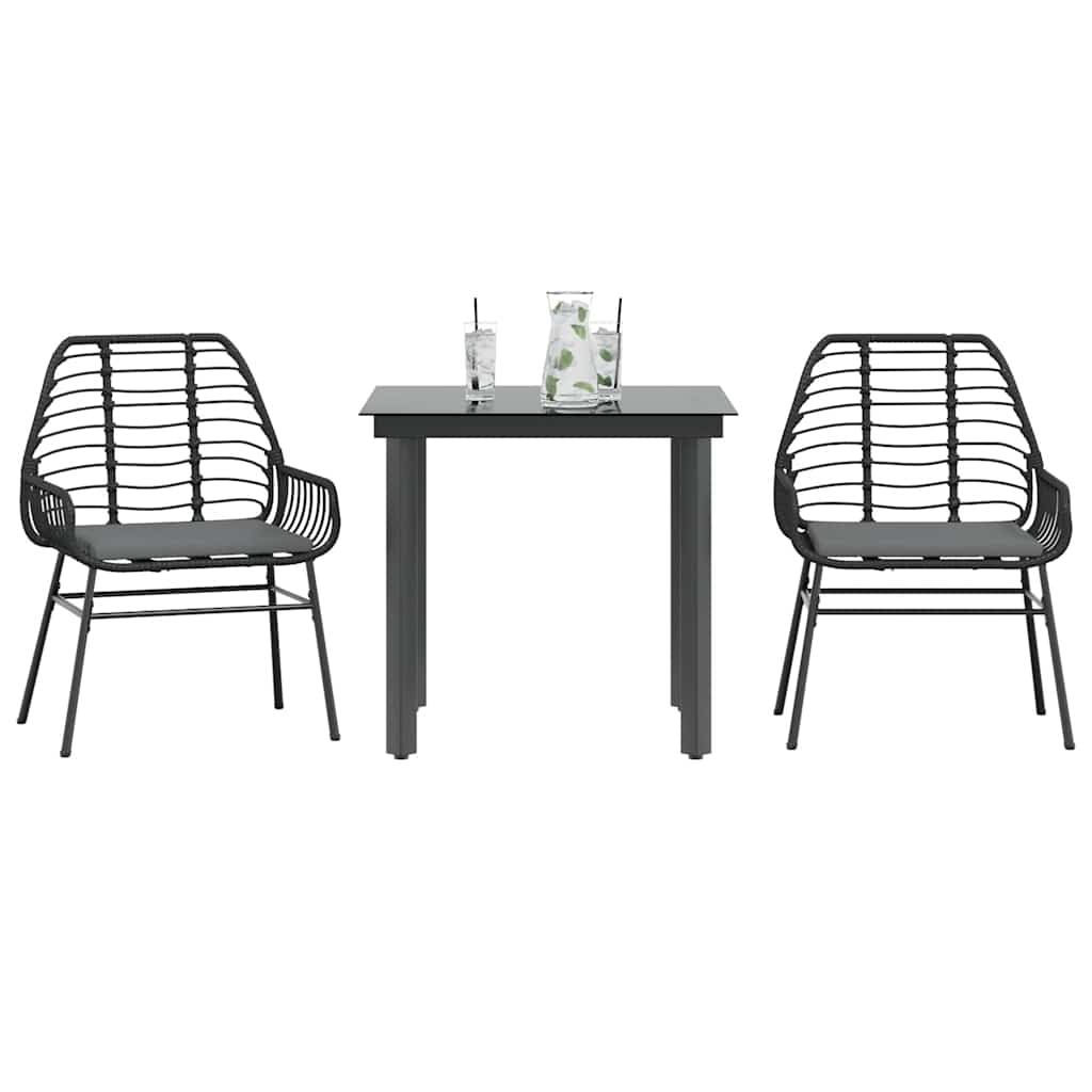 5-Delige Tuinset Met Kussens Poly Rattan Glas