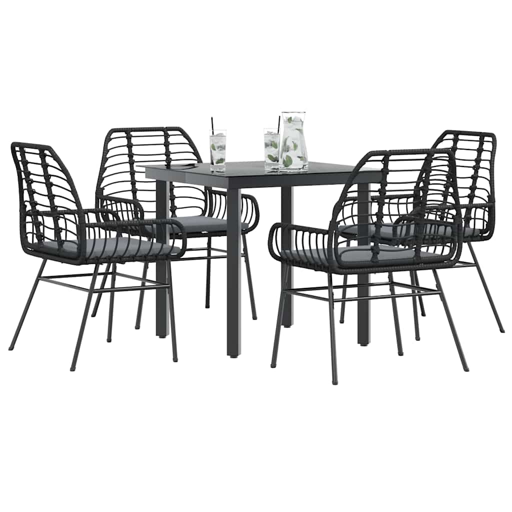 5-Delige Tuinset Met Kussens Poly Rattan Glas