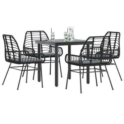 5-Delige Tuinset Met Kussens Poly Rattan Glas