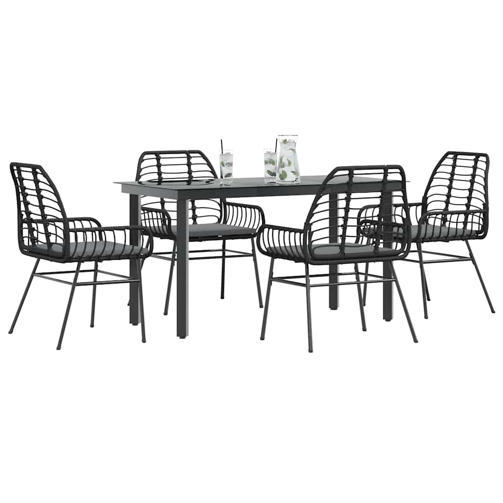 5-Delige Tuinset Met Kussens Poly Rattan Glas