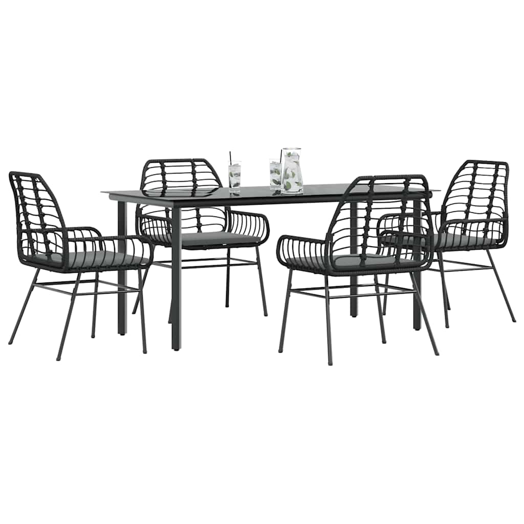 5-Delige Tuinset Met Kussens Poly Rattan Glas
