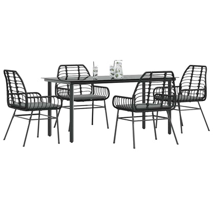 5-Delige Tuinset Met Kussens Poly Rattan Glas