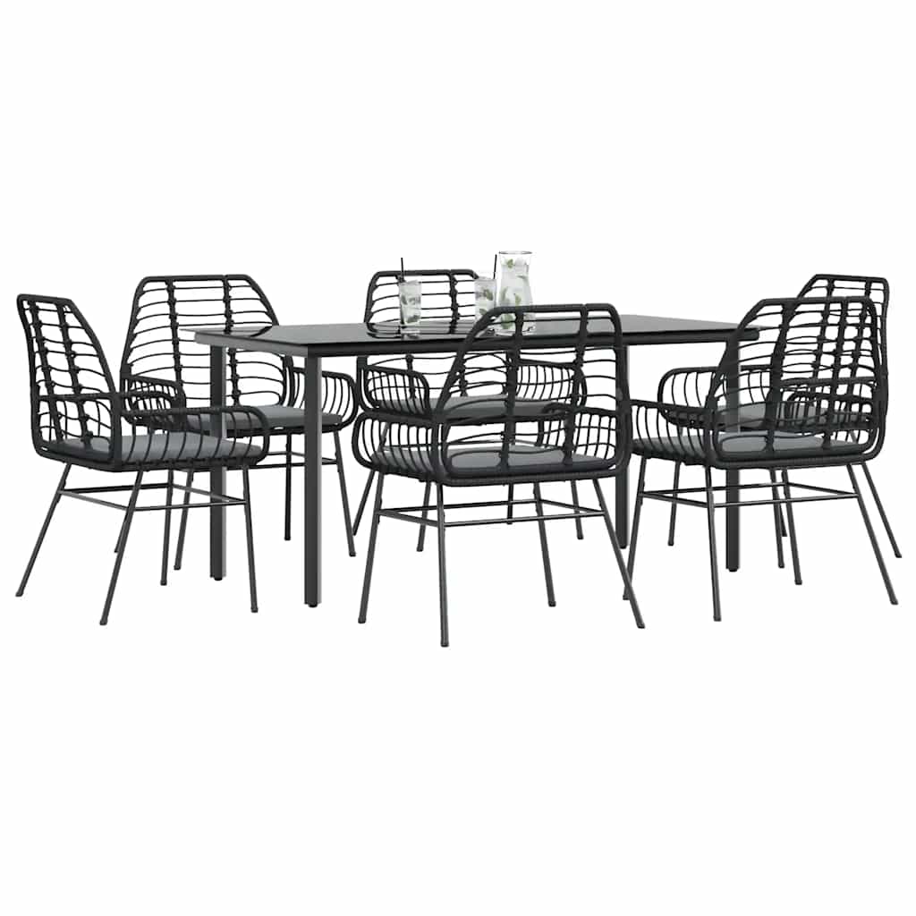 5-Delige Tuinset Met Kussens Poly Rattan Glas
