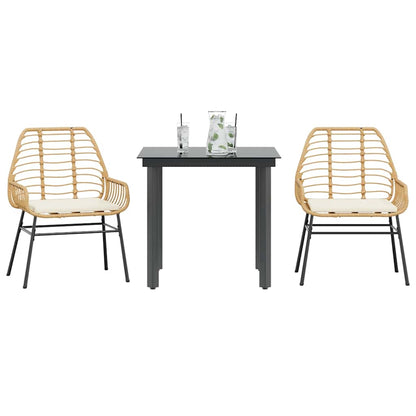5-Delige Tuinset Met Kussens Poly Rattan Glas