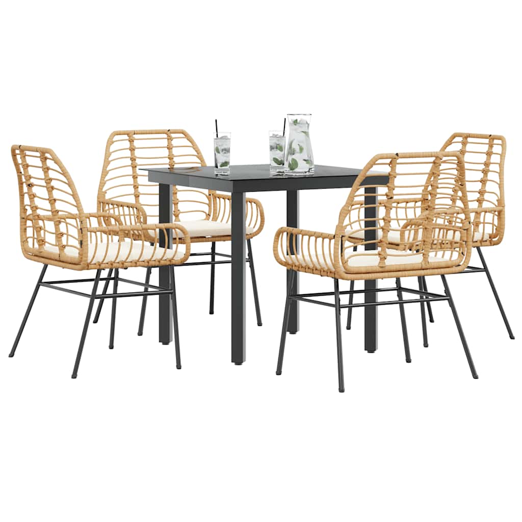5-Delige Tuinset Met Kussens Poly Rattan Glas
