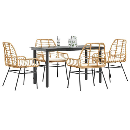 5-Delige Tuinset Met Kussens Poly Rattan Glas