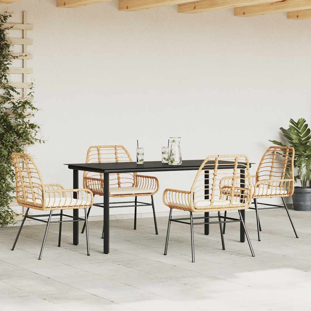 5-Delige Tuinset Met Kussens Poly Rattan Glas