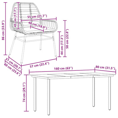5-Delige Tuinset Met Kussens Poly Rattan Glas