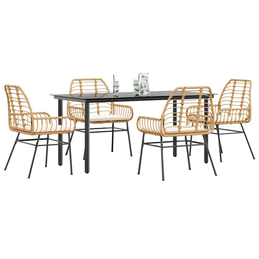 5-Delige Tuinset Met Kussens Poly Rattan Glas