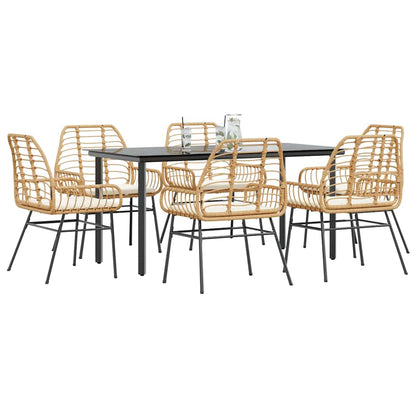 5-Delige Tuinset Met Kussens Poly Rattan Glas