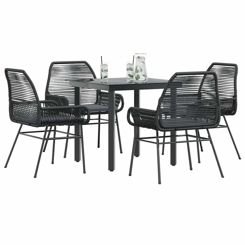 5-Delige Tuinset Met Kussens Poly Rattan Glas