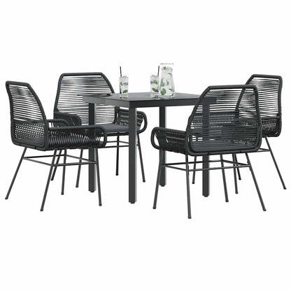 5-Delige Tuinset Met Kussens Poly Rattan Glas