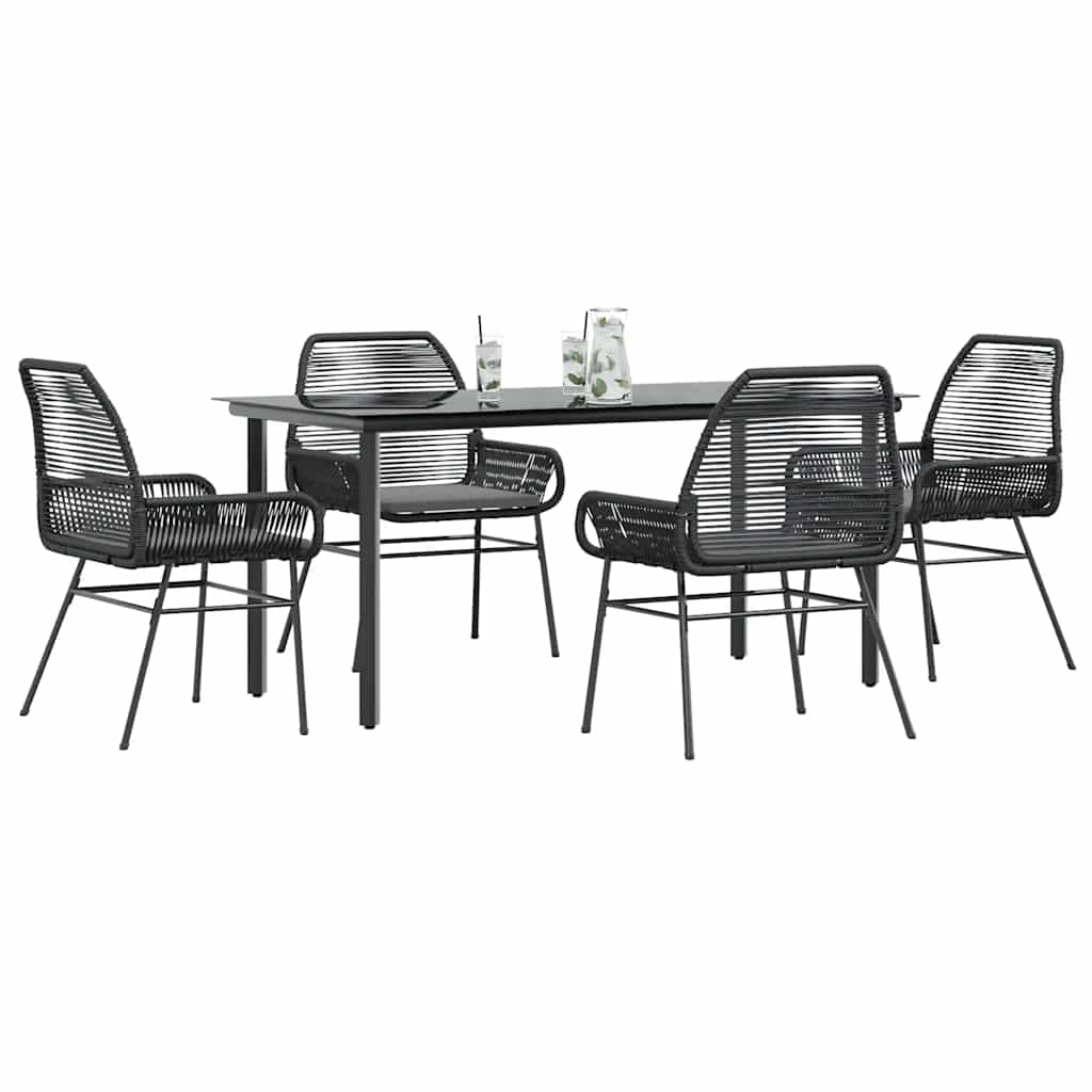 5-Delige Tuinset Met Kussens Poly Rattan Glas
