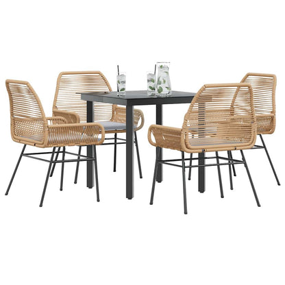 5-Delige Tuinset Met Kussens Poly Rattan Glas