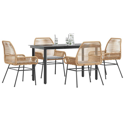 5-Delige Tuinset Met Kussens Poly Rattan Glas