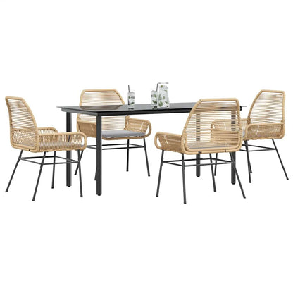 5-Delige Tuinset Met Kussens Poly Rattan Glas