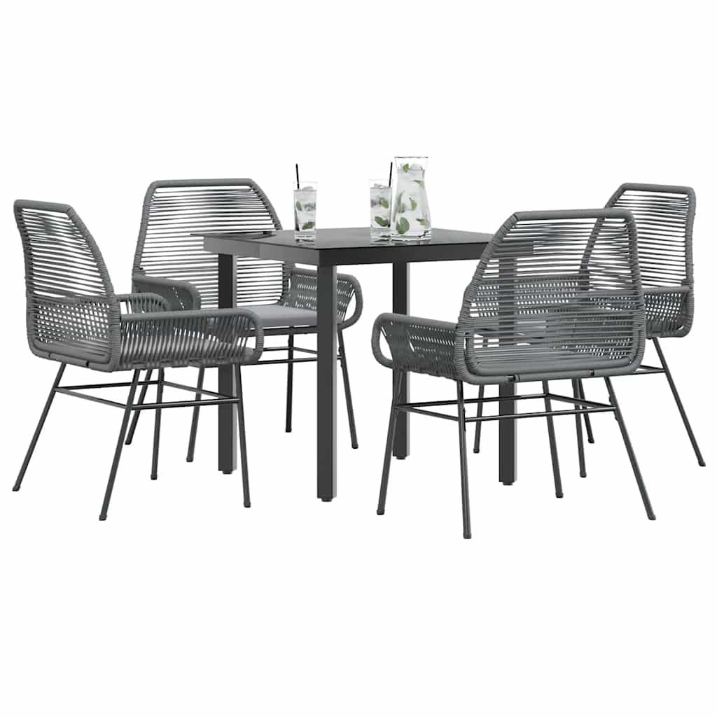 5-Delige Tuinset Met Kussens Poly Rattan Glas