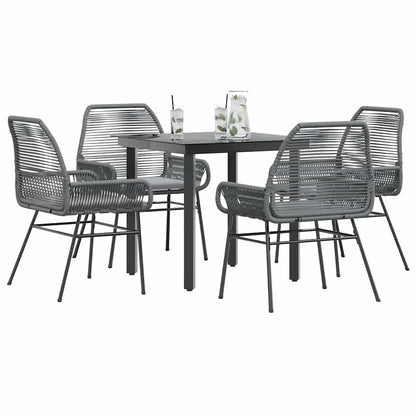 5-Delige Tuinset Met Kussens Poly Rattan Glas