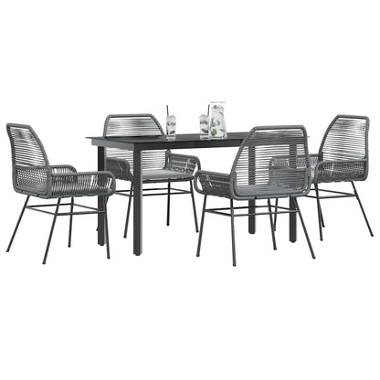5-Delige Tuinset Met Kussens Poly Rattan Glas