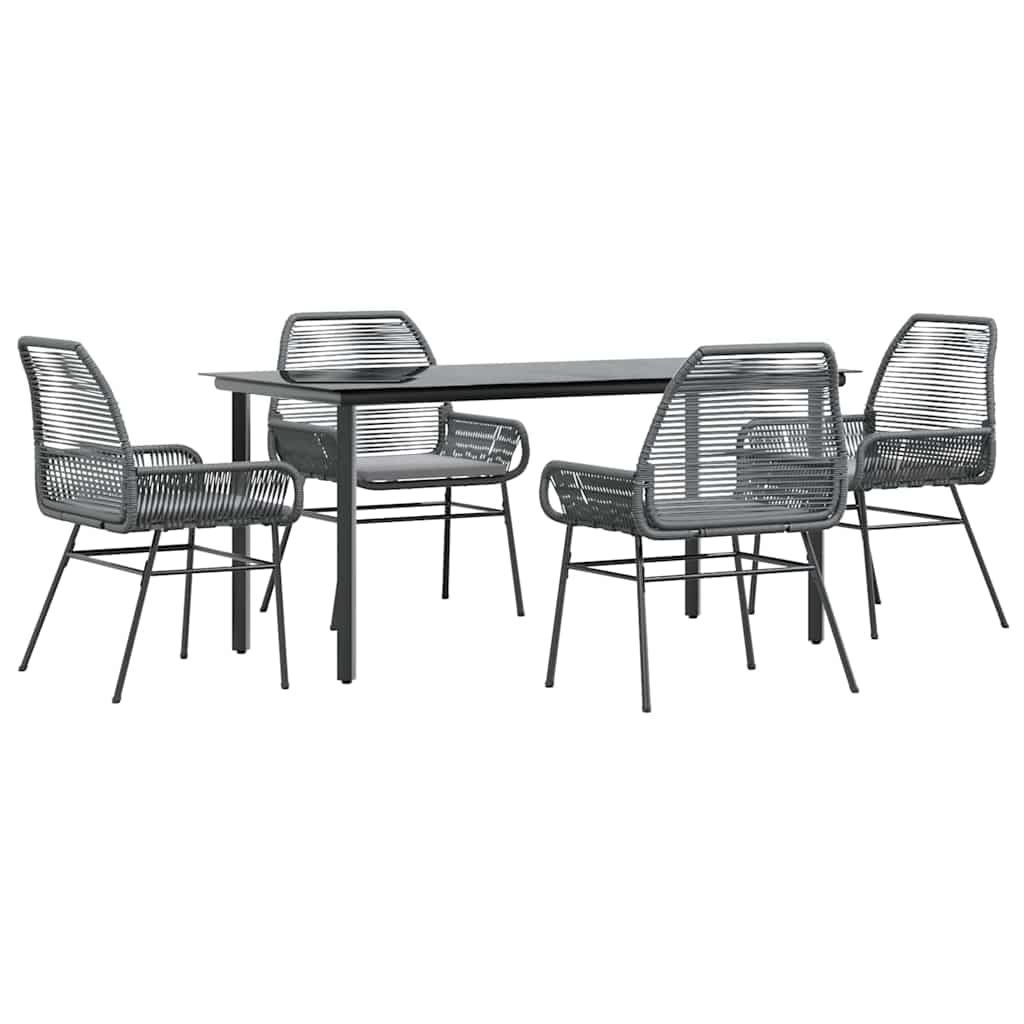 5-Delige Tuinset Met Kussens Poly Rattan Glas
