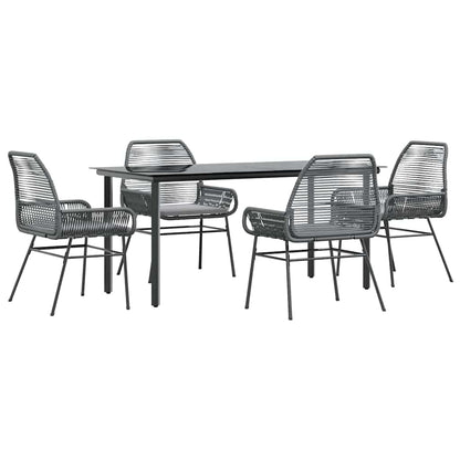 5-Delige Tuinset Met Kussens Poly Rattan Glas