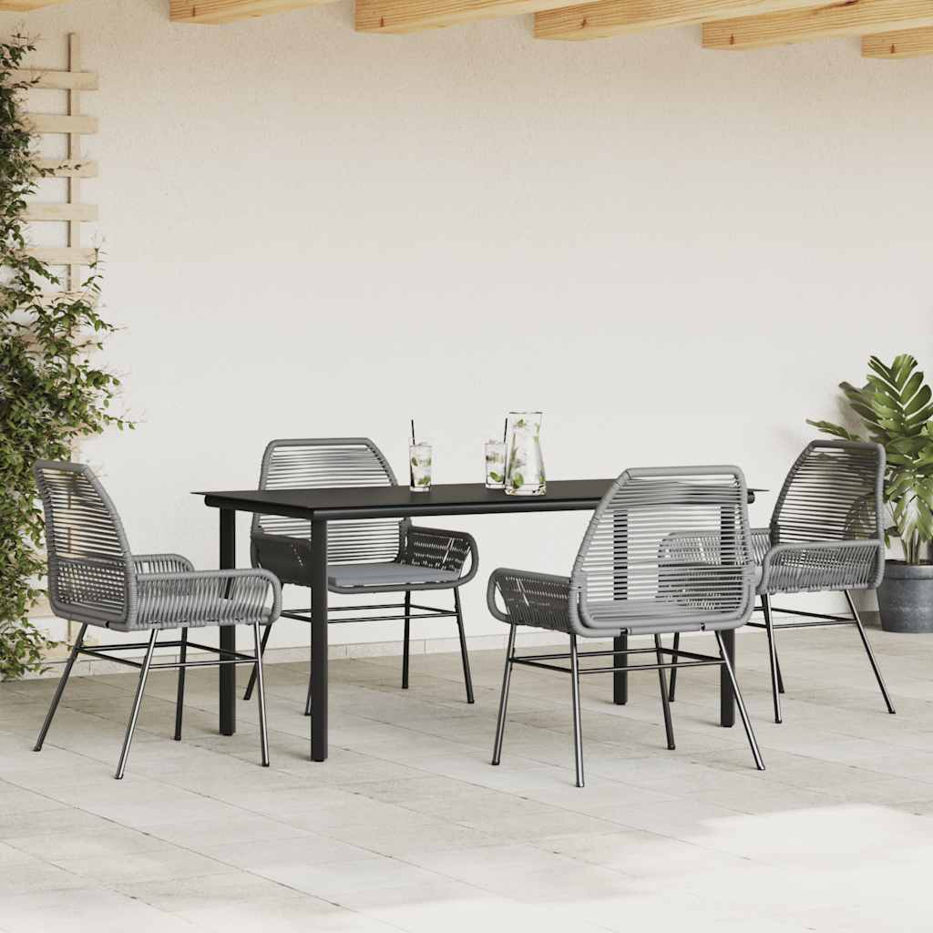 5-Delige Tuinset Met Kussens Poly Rattan Glas